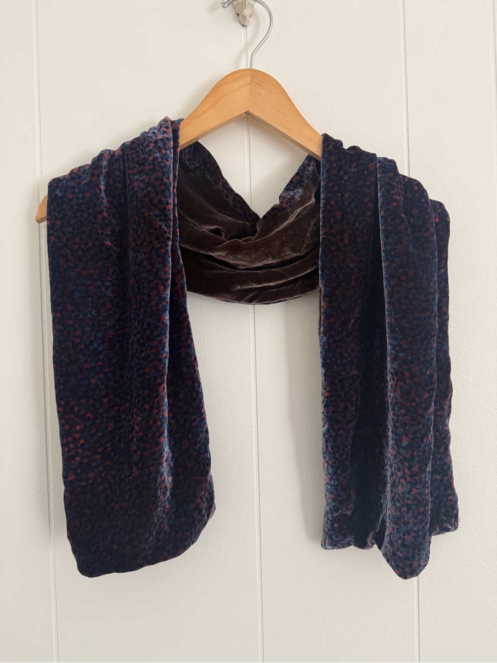 Velvet Navy and Brown Women's Scarf
